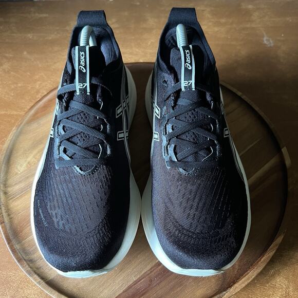 Asics Gel Nimbus 27 Cushioned Black Road Running Shoes Sneakers Women's 9.5 Wide - Picture 10 of 16